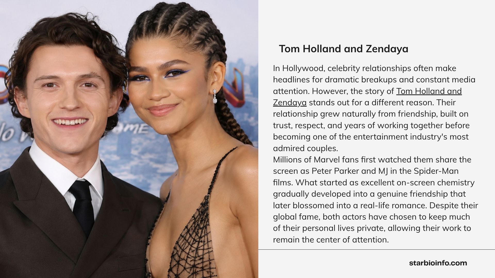 Tom Holland and Zendaya attending a movie premiere together.