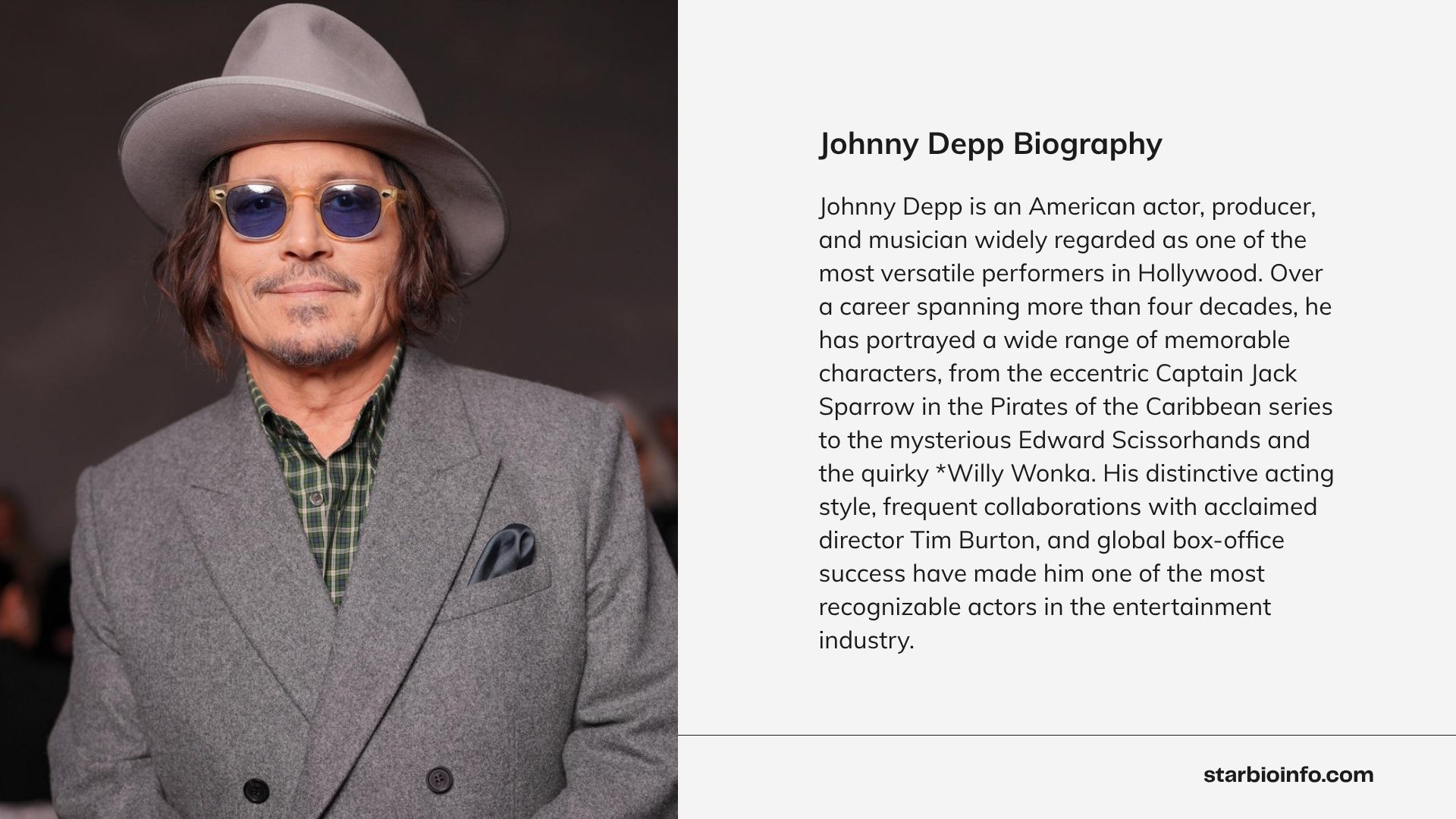 Johnny Depp at a red carpet event – American actor, producer, musician, and star of Pirates of the Caribbean.