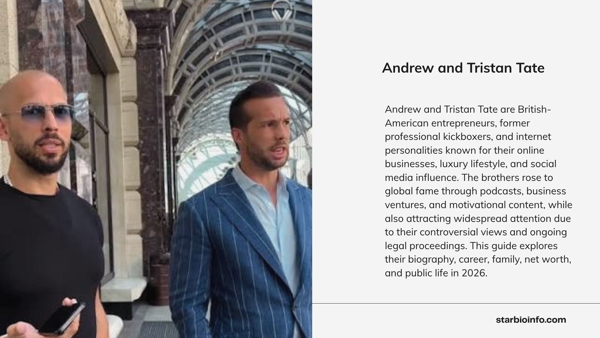 Andrew and Tristan Tate posing together during a public appearance.