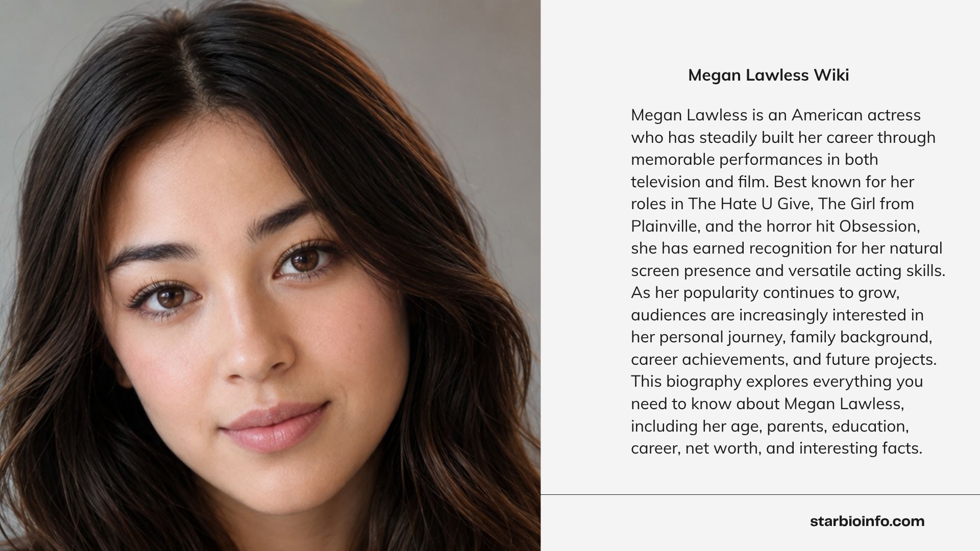 Megan Lawless Wiki American actress known for The Hate U Give and Obsession