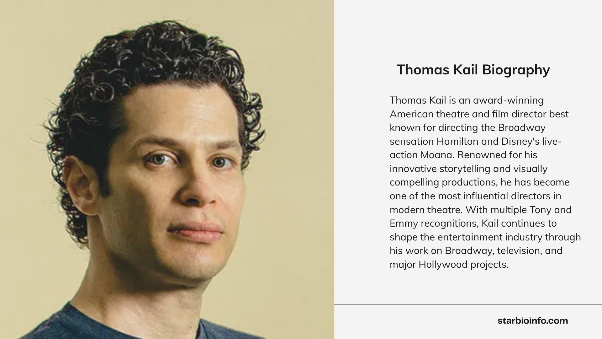 Thomas Kail, the award-winning American theatre and film director known for Hamilton and Disney's live-action Moana.