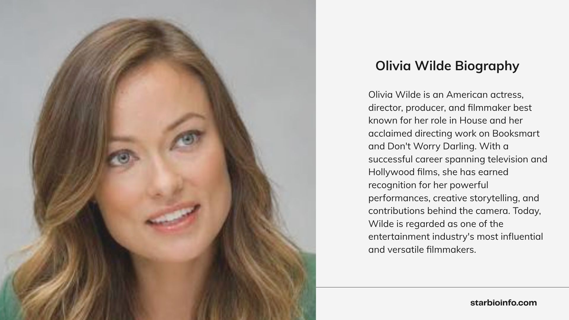 Olivia Wilde, American actress, director, and producer known for House, Booksmart, and Don't Worry Darling.