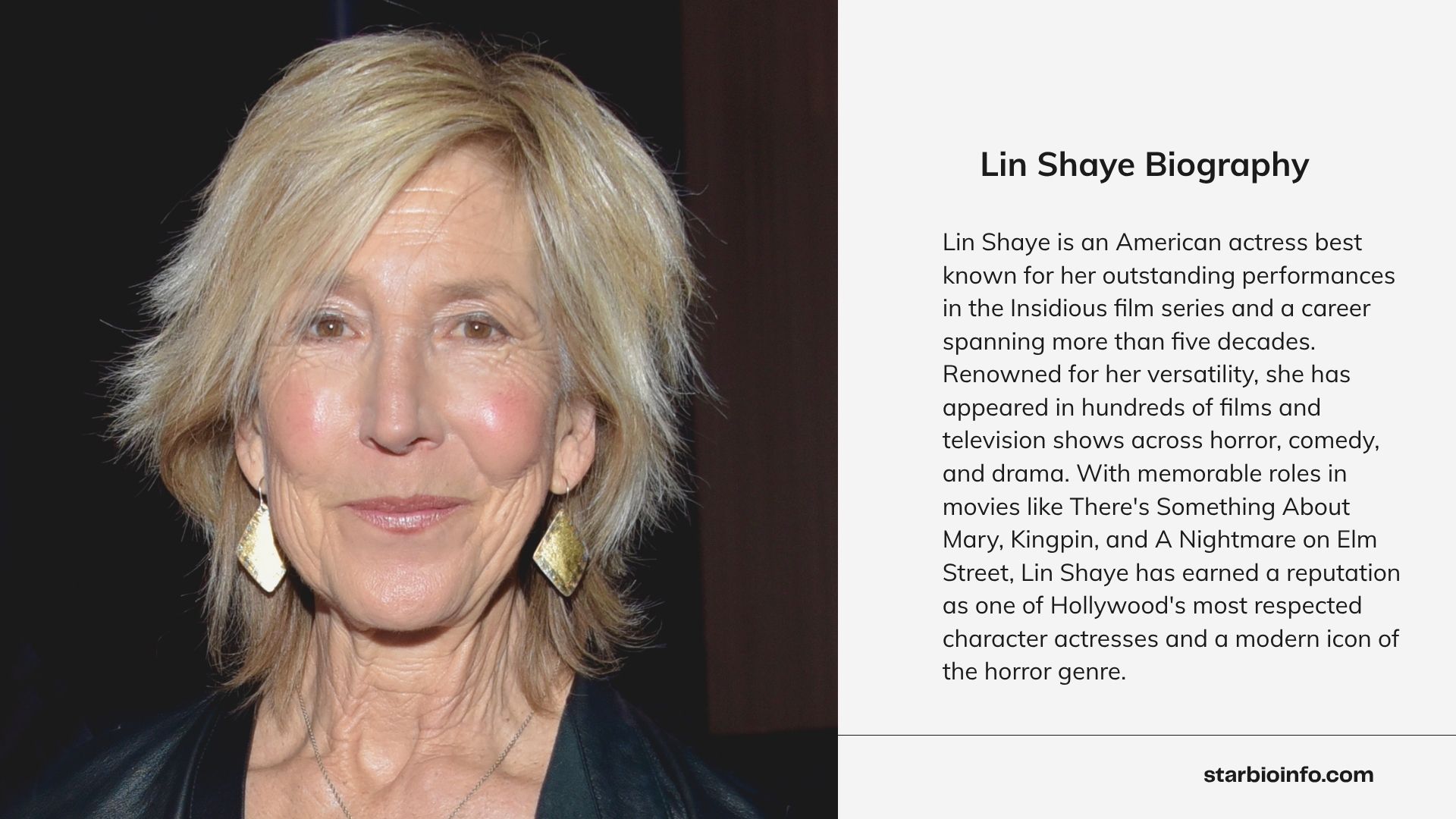 Lin Shaye posing for a professional studio portrait.