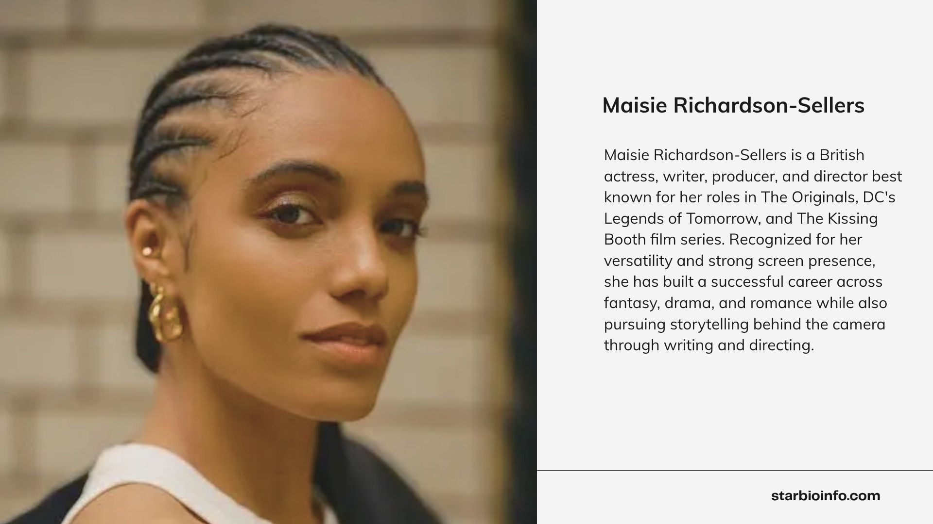 Maisie Richardson-Sellers posing for a professional editorial portrait.