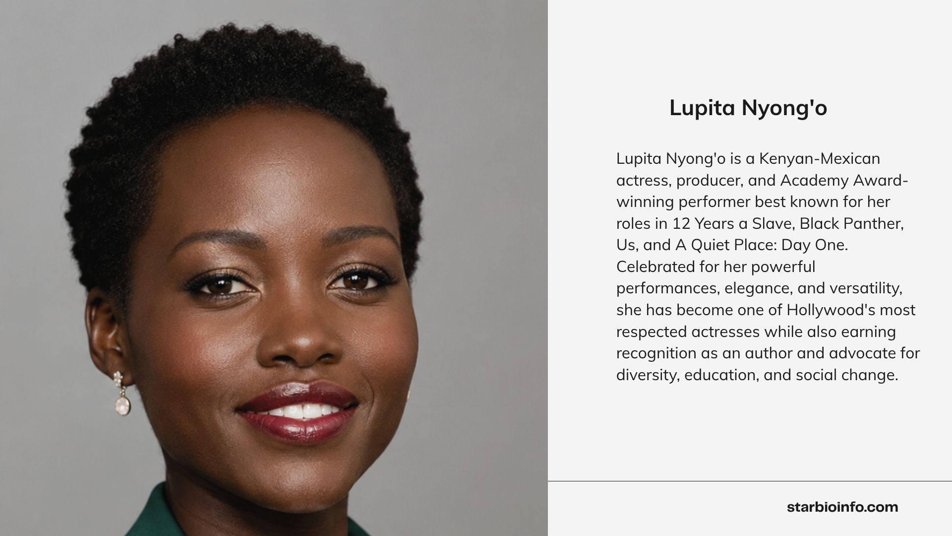 Lupita Nyong'o posing for a professional editorial portrait.