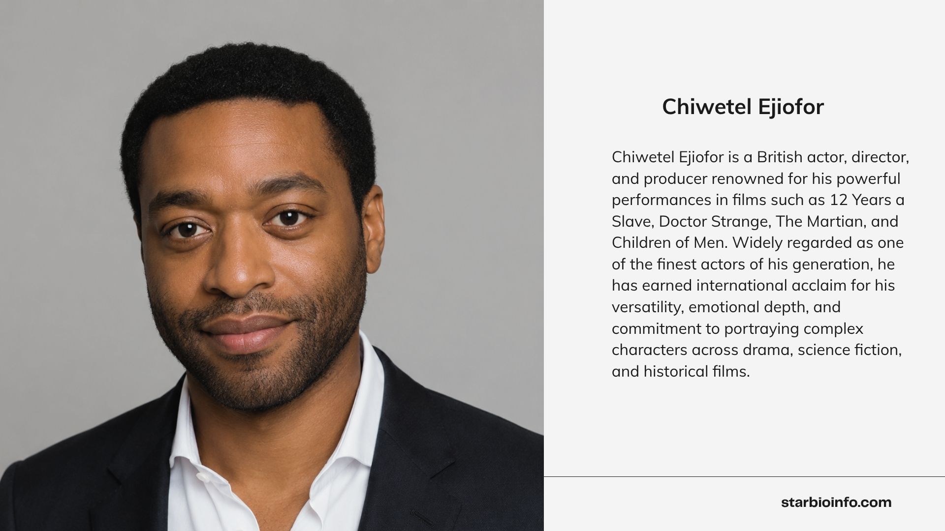 Chiwetel Ejiofor posing for a professional editorial portrait.