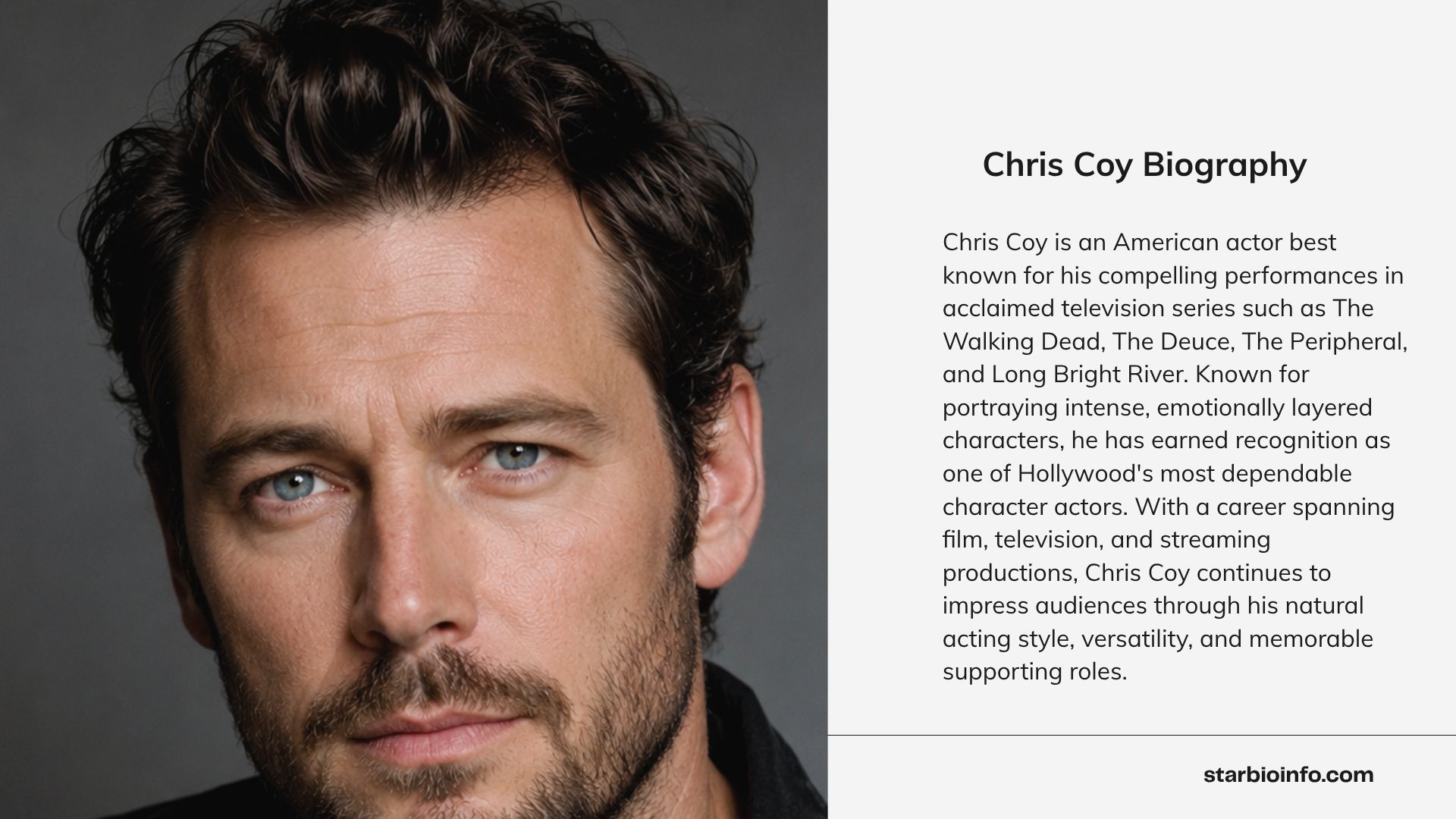 American actor Chris Coy posing for a professional studio portrait.