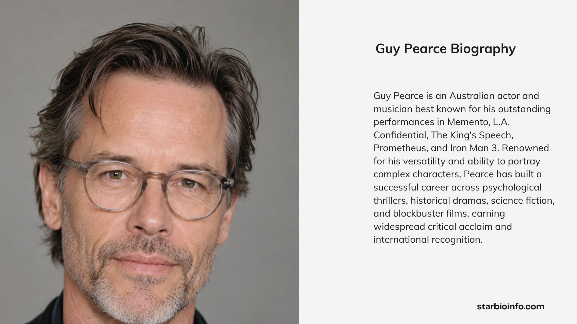 Guy Pearce portrait during his Hollywood acting career.