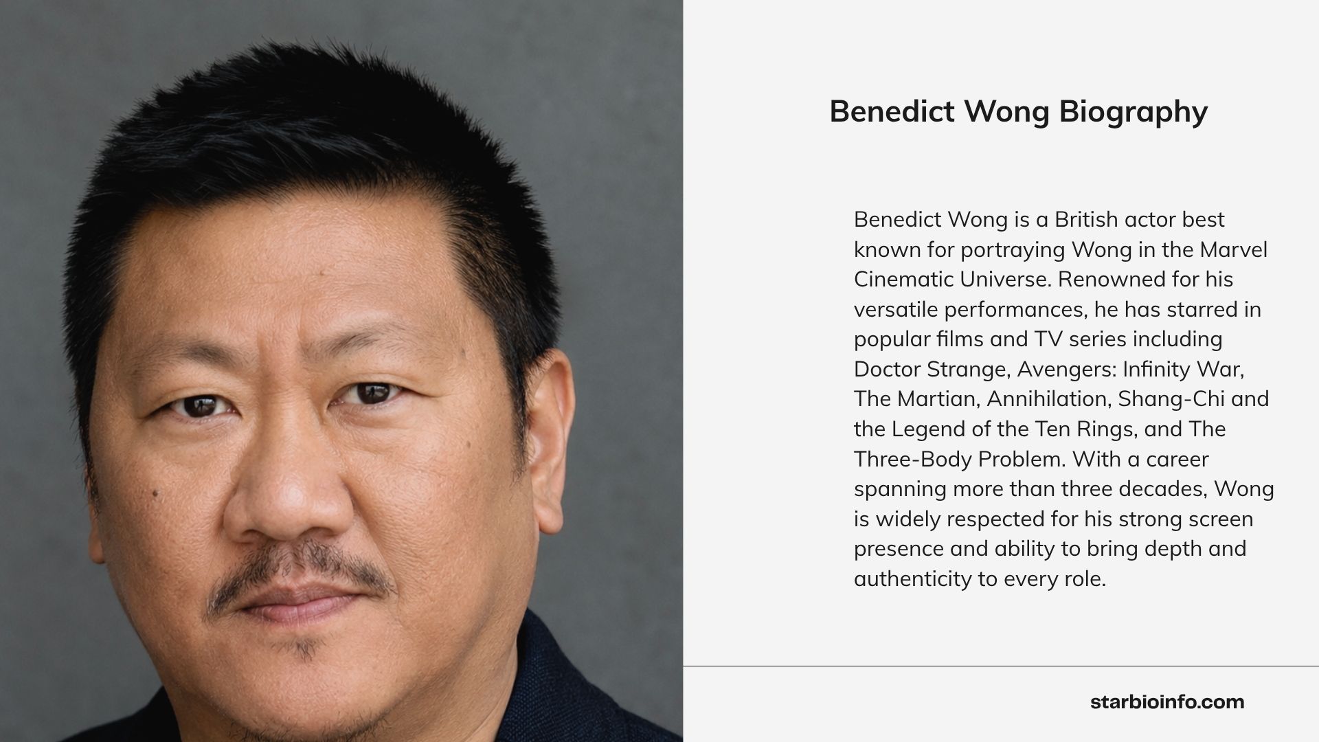 Benedict Wong portrait during his acting career.