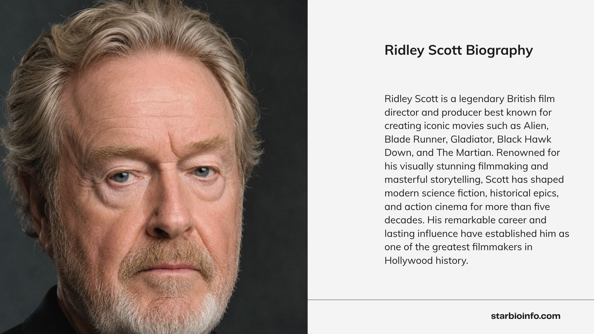 Ridley Scott portrait during his filmmaking career.